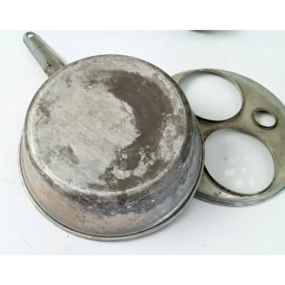 Vintage Wear-Ever Aluminum Egg Poacher Pan No 2422 With Inserts And Lid USA Made